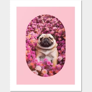 Adorable Woofs Flowers Posters and Art